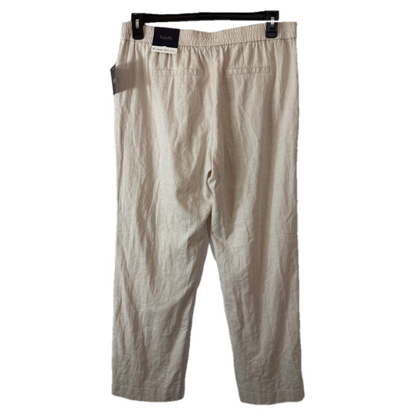 Rafaella Beige Classic Higher Rise Wide Leg Comfort Waist Linen Pants - Picture 4 of 7